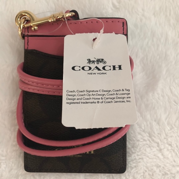 COACH ID Lanyard Badge ID Holder Brown/Pink - Picture 4 of 4